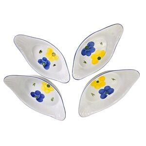 Lot 4 Maxam Hand Painted Italian Daisy Bakeware Portugal Set‎ 2 Small 2 Lrg